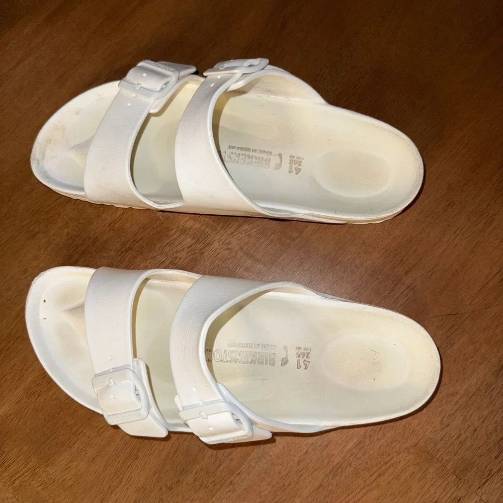 Birkenstock Arizona EVA White Sandals Mens 8 Womens 10 Slides 12944 Made Germany